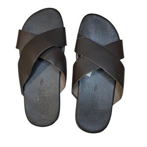 Hush Puppies Chocolate Brown Nubuck Criss Cross Sandals